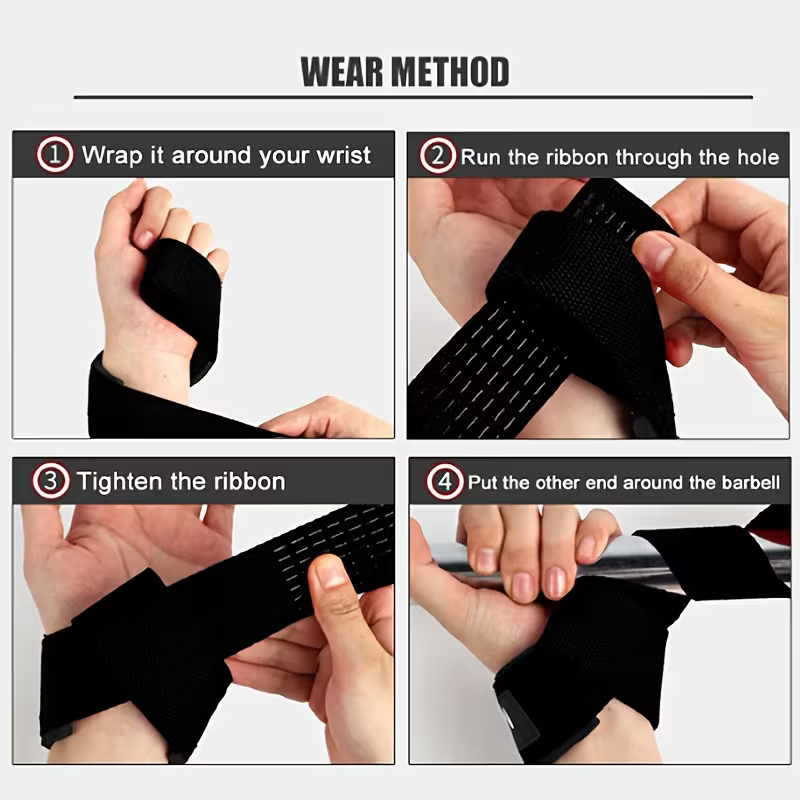 Huijing Heavy-Duty Weightlifting Straps with Rubber Grip