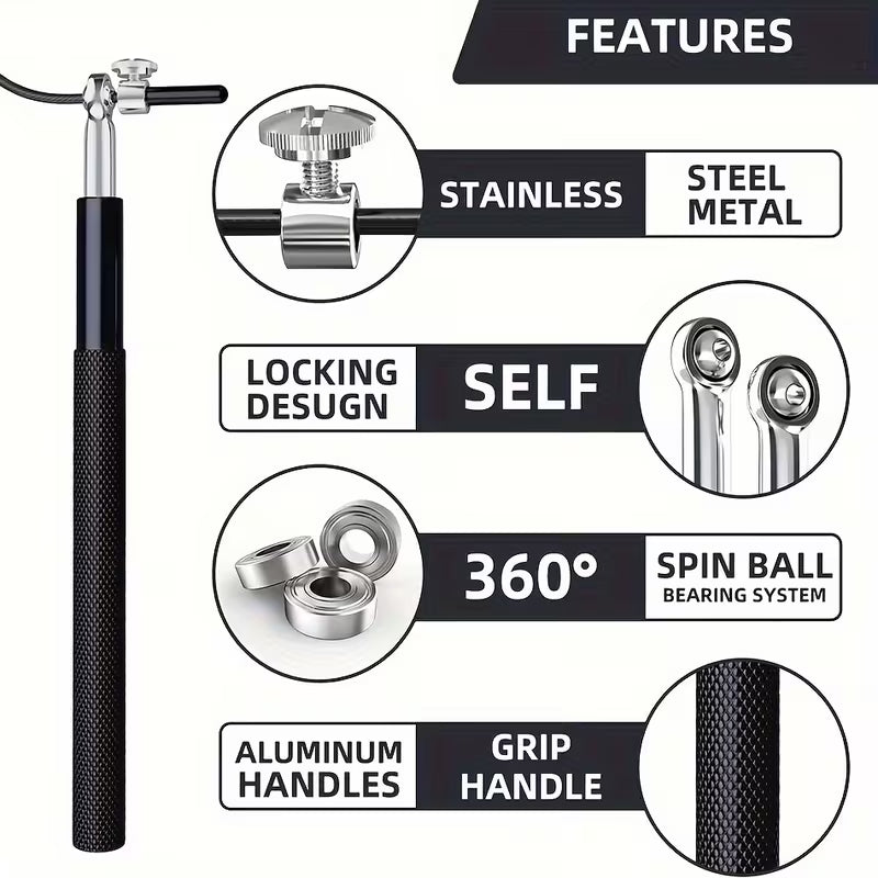 Professional Aluminum Jump Rope – 360° Bearing, Adjustable & Tangle-Reducing